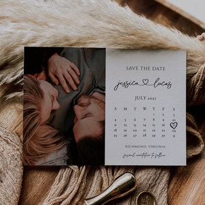 Modèle de calendrier "Retenez cette date", "Retenez cette date avec photo", modifiable "Retenez cette date", "Retenez cette date" imprimable, téléchargement immédiat