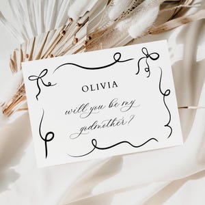 Tarjeta de propuesta de madrina, tarjeta de padrinos, invitación de bautizo, tarjeta de propuesta de bautismo, tarjeta personalizada, plantilla editable, tarjeta de propuesta imprimible
