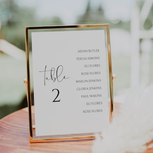 Table Seating Chart Template, Wedding Seating Chart Cards, Minimalist Seating Plan, Printable Seating Chart Cards, Editable Template