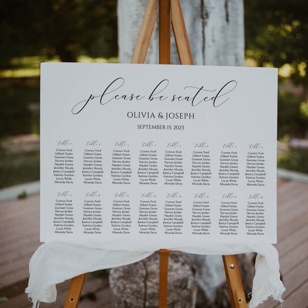 Seating Chart 16 tables, Wedding Seating Chart Template, Wedding Seating Chart Sign, Seating Arrangement, Table Seating Chart, Editable Text