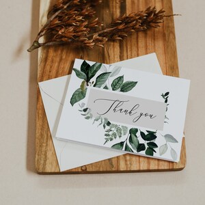 OLIVIA - Bedankkaarten sjabloon, Bedankkaart voor bruiloft, botanische bruiloft, gebladerte, bewerkbare sjabloon, afdrukbaar, Instant Download