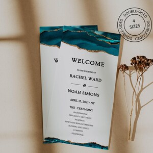 Wedding invitation bundle Teal and Gold, Wedding invitation kit, Wedding invitation suite agate, Invitation suite template, Instant Download image 8