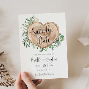 Rustic Save the Date, Country Barn Save the Date, Wood Slice Save the Date Invitation, Outdoor Save the Date, Nature Wedding Save the Date