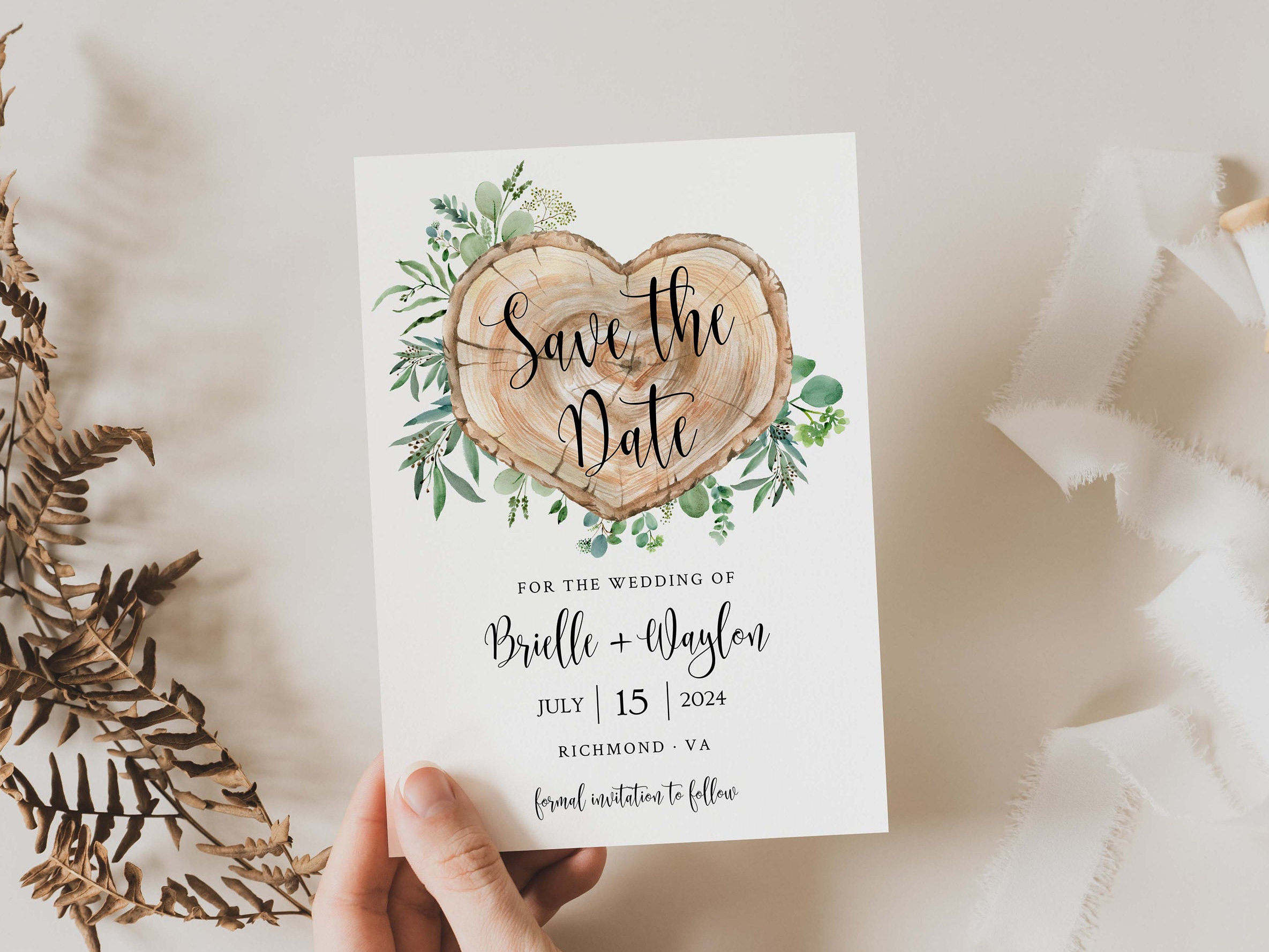 Wood Slice Save the Date Magnets - Mountain Modern Life