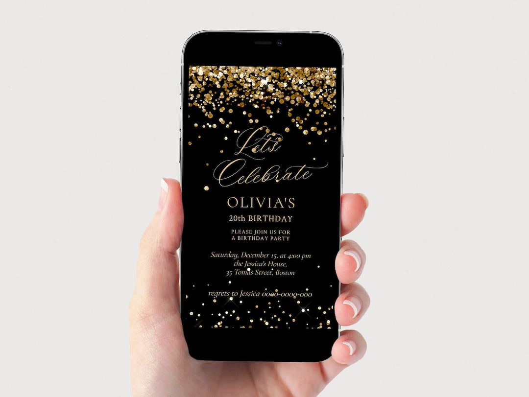 Digital Birthday Invitation Template, Electronic Birthday Invitation ...