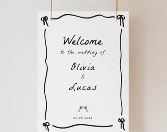 Whimsical Wedding Welcome Sign: Scribble Handwritten Style (Digital Template)
