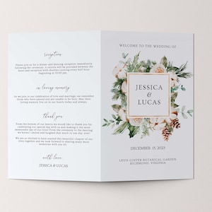 Ceremony Program for Wedding, Wedding Program Template, Editable Text, Folded Wedding Program, Ceremony Program Bifold, Instant Download