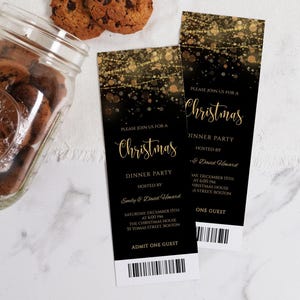 Weihnachtsfeier-Eintrittskarte, Einladungsvorlage, Flyer-Weihnachtseinladung, druckbares Veranstaltungsticket einladen, bearbeitbarer Text, digitaler Download