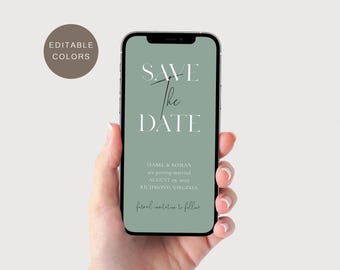 Sage Green Save the Date Invite, Electronic Invitation, Digital Download