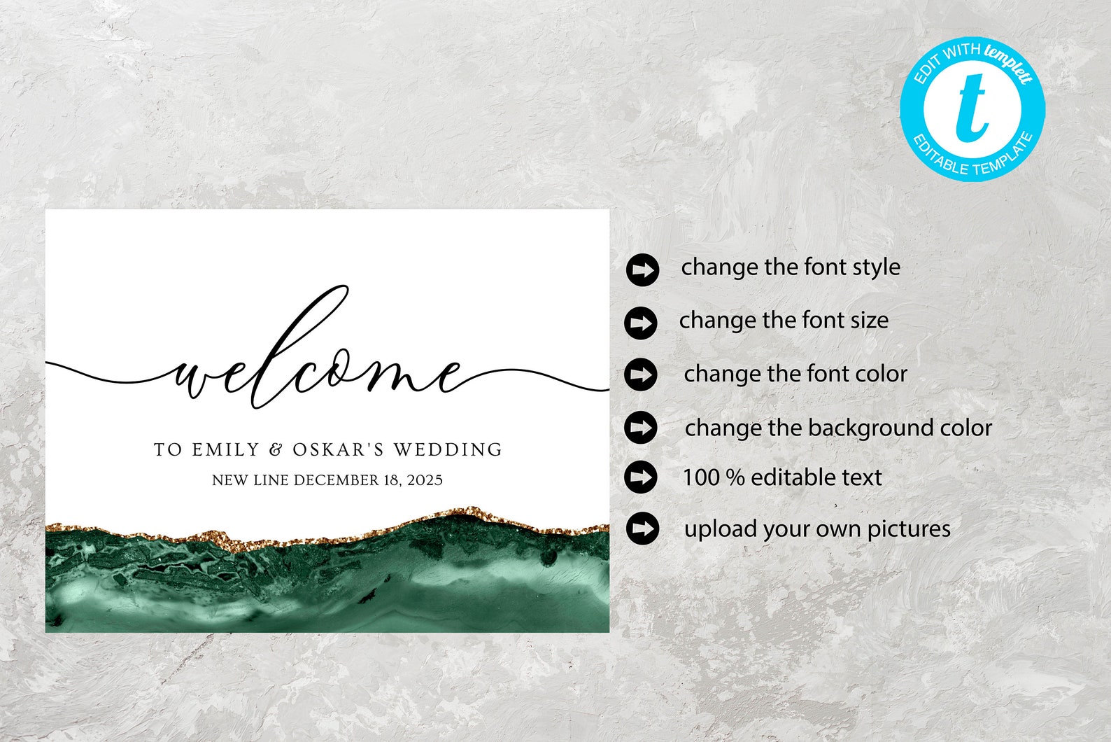 Welcome Wedding Sign Emerald Green Wedding Welcome Sign - Etsy