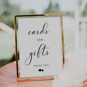 Cards and Gifts Sign Printable, Wedding Minimalist Sign, Bridal Shower Sign, Baby Shower Sign, Party Sign, Reception Sign, Editable Template image 1