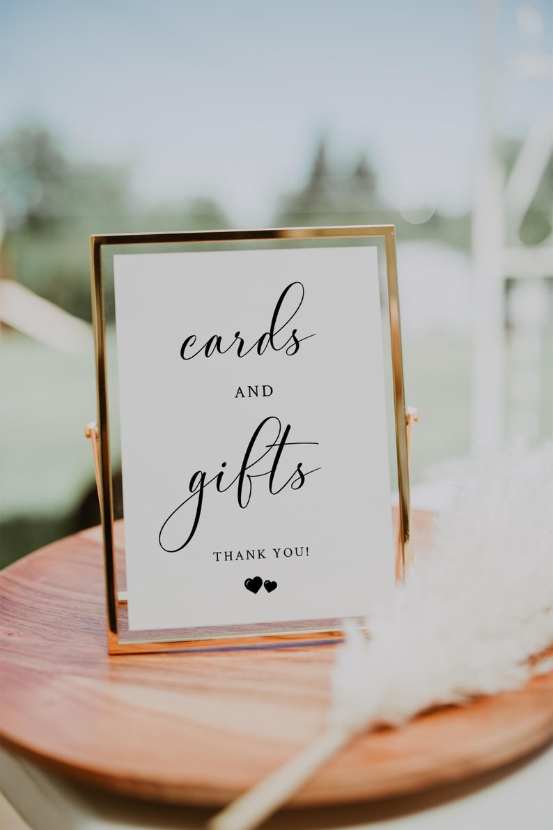 Cards and Gifts Sign Printable, Wedding Minimalist Sign, Bridal Shower Sign, Baby Shower Sign, Party Sign, Reception Sign, Editable Template image 1