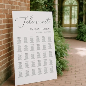 Large Wedding Seating Chart Template for 30 Tables, Editable Seat Plan, Modern Minimalist, Digital Download