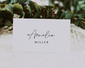 AMELIA - Name Card Template, Wedding Place Card, Escort Card, Minimalist Place Card, Bohemian Place Cards Template, Instant Download