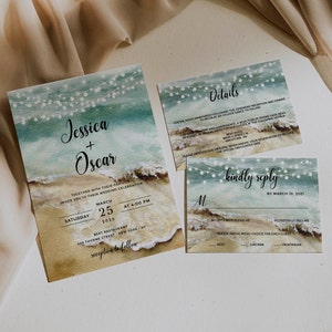 Wedding Invitation Beach Theme, Wedding Invitation Ocean, Wedding Invitation Set, Wedding Invitation Summer, Invitation Template, Editable