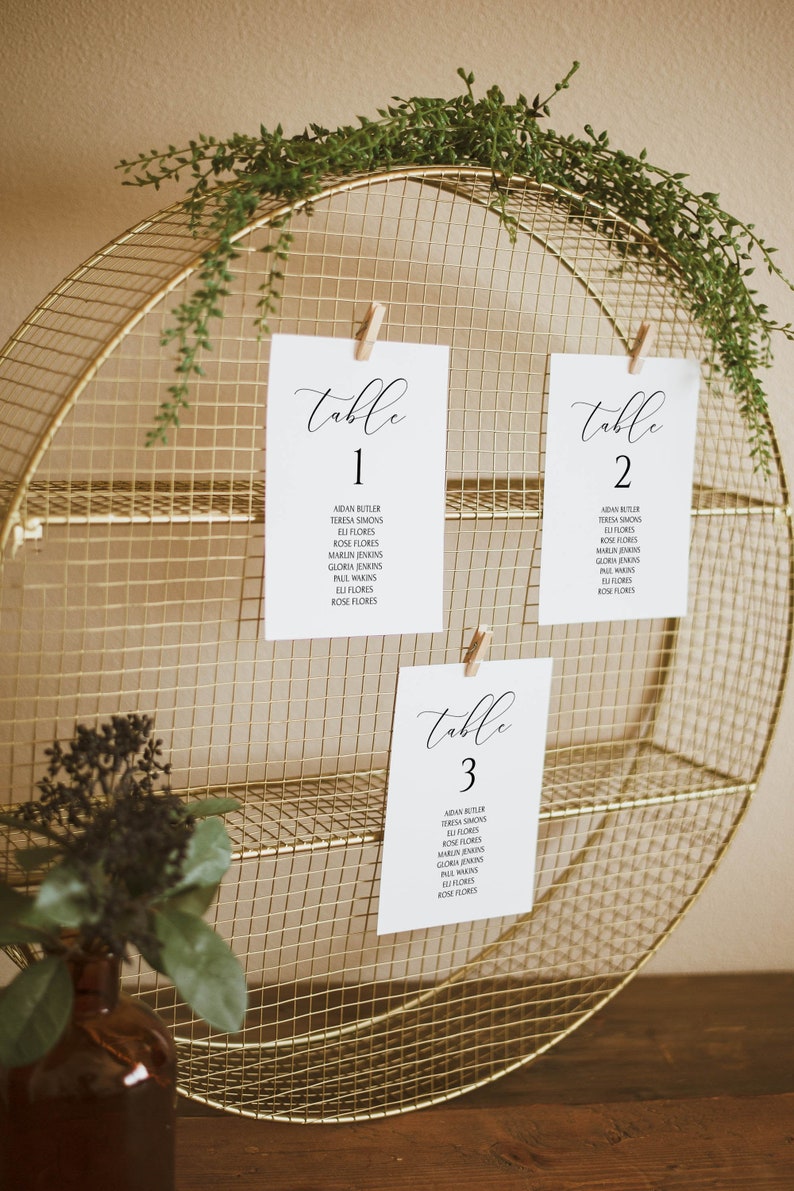 Wedding Seating Chart Cards Template, Wedding Table Chart Cards, Wedding Seating Chart Cards Minimalist, Editable Seating Cards, Printable image 1