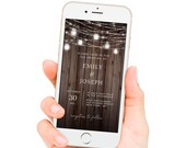 Rustic Wedding Invitation Electronic, Wood Wedding Invite Template, Digital Invitation, Country Invitation, Smartphone, Editable, Download