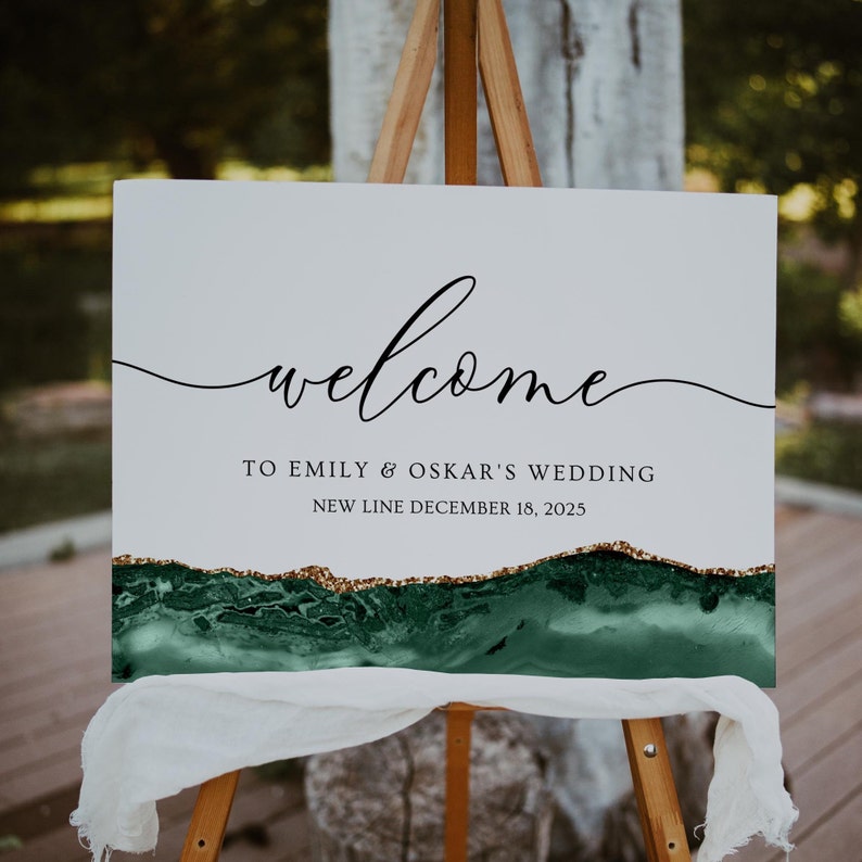 Welcome Wedding Sign Emerald Green Wedding Welcome Sign - Etsy