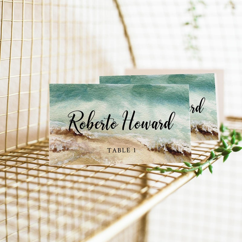 Beach Place Card - Etsy