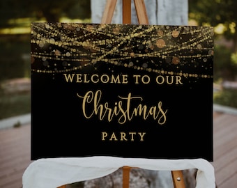 Welcome Christmas Party Sign, Printable Welcome Sign, Christmas Welcome Sign, Holiday Party Welcome Sign, Editable Text, Instant Download