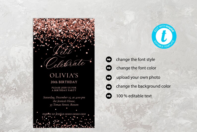 Digital Birthday Invitation Template Electronic Birthday Etsy