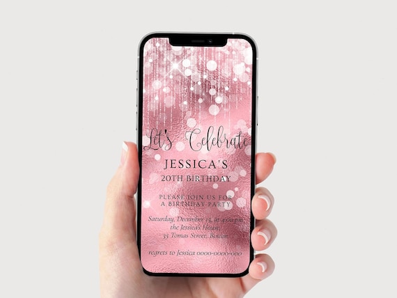 Pink Birthday Invitation, Digital Birthday Invite, Birthday Invitation Girl, Women Birthday Invitation, Pink Party, Shower Invite