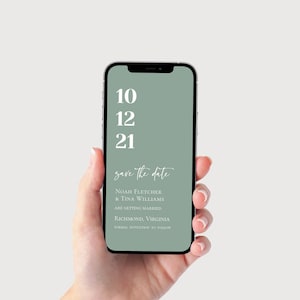 Save the Date Invite, Save the Date Sage Green, Save the Date Digital, Simple Mobile Save the Date, Digital Download, Fully Editable