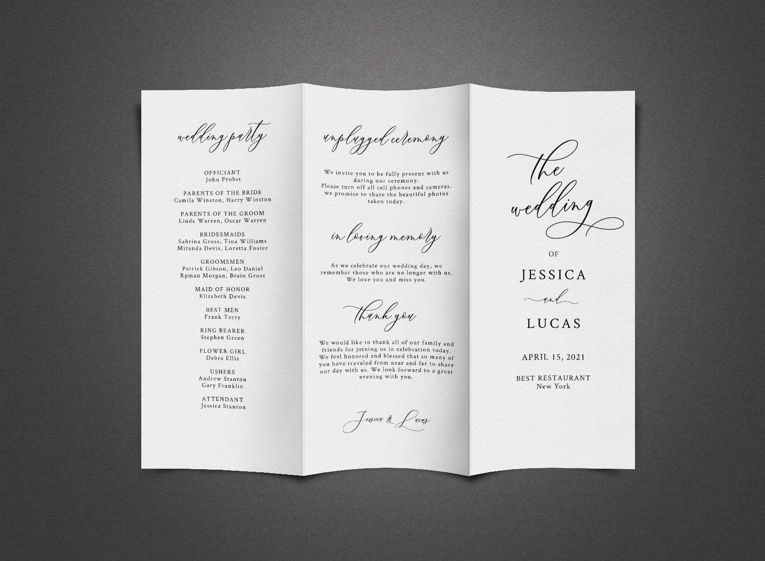 Tri-fold Wedding Program Template, Wedding Ceremony Program, Brochure Wedding Program, Trifold Program, Editable, Digital Download