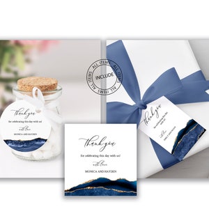 Blue and Gold favor tags wedding, Thank you tags printable, Thank you tag customizable, Gift Tags Label, Blue and Gold, Instant Download