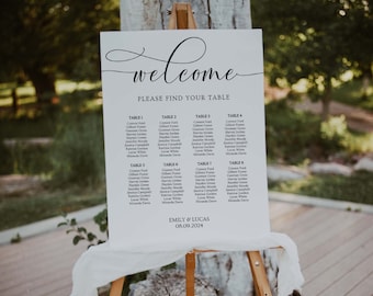 Wedding Seating Chart 8 tables, Seating Plan, Seating Chart Board, Seating Chart Template, Seating Chart Sign Printable, Editable Text