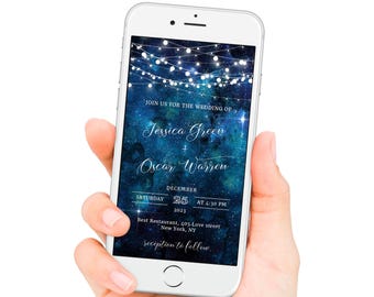 Galaxy Wedding Invitation Template, Night Starry Sky, Editable Invite