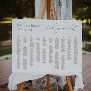 Große Hochzeit Alphabetisch Sitzplan Zeichen, Sitzplan nach Namen, Hochzeit Sitzplan für 450 - 500 Namen, Alphabetischer Sitzplan
