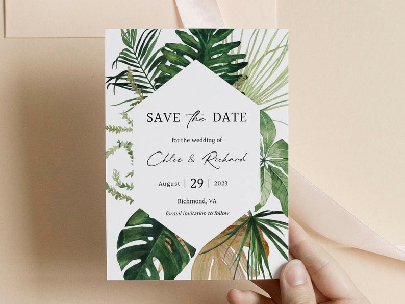 Tropical Save the Date Template Beach Save the Date Wedding - Etsy