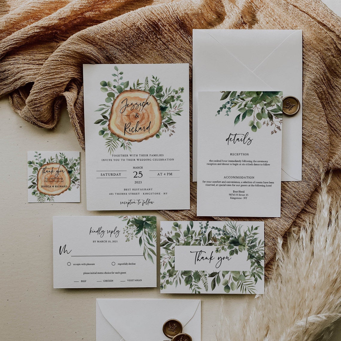 Rustic Wedding Invitation Forest Wedding Invitation Template image 1