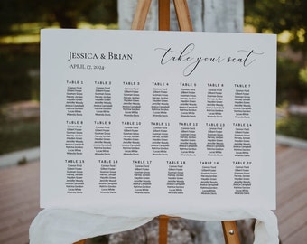 Wedding Seating Chart 20 tables, Wedding Seating Sign, Wedding Seating Chart Plan, Seating Assignment, Seating Chart Printable, Editable