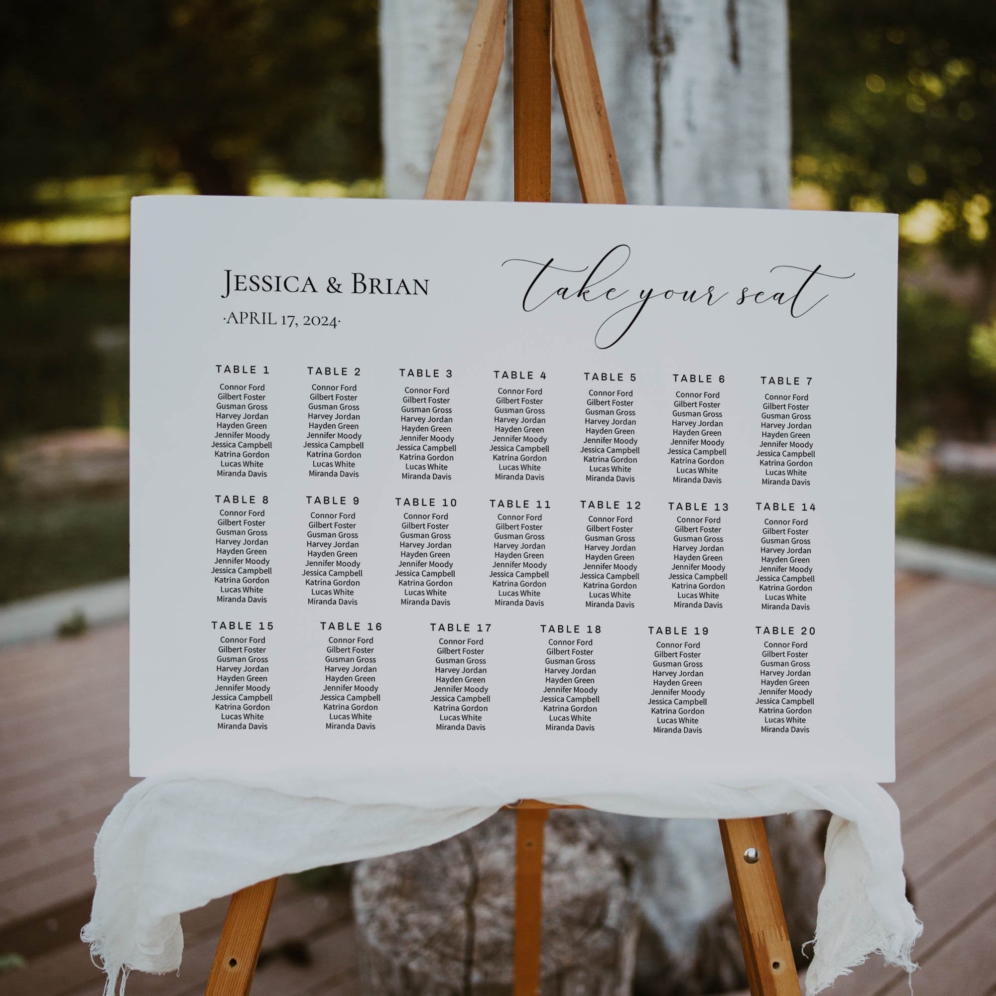 Wedding seating chart 20 tables | Honestweddingadvice.com