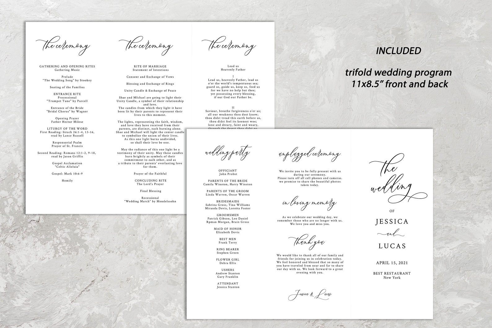 Trifold Wedding Program Template Simple Ceremony Program Etsy