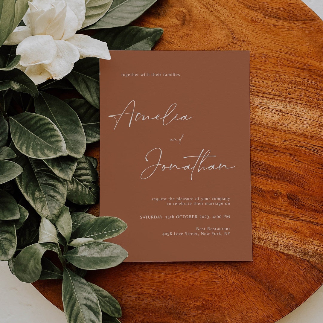 Terracotta Wedding Invitation Template, Wedding Invitation Orange