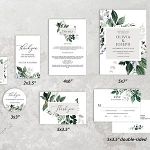 OLIVIA - Invitación de boda con vegetación, conjunto de invitaciones de boda, invitación de boda rústica y botánica, plantilla editable, descarga digital imagen 7
