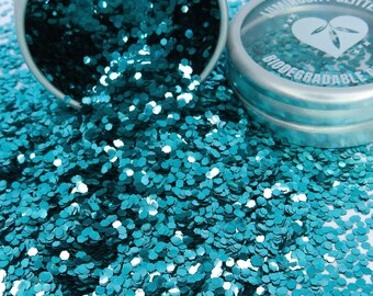 Turquoise Chunky Eco Glitter - Aqua Sky Biodegradable Glitter - Face, Body, Hair and Nail Glitter - Bioglitter