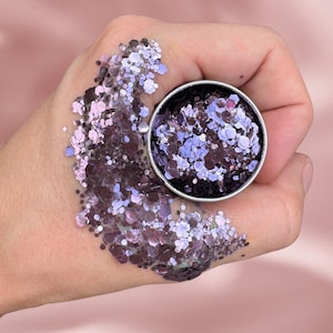 Glitter Purple Rain - Glitter ecológico e biodegradável para festivais, maquiagem com glitter, bioglitter