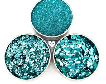 Aqua Sky Turquoise Eco Glitter - Cosmetic Face and Body Glitter - Turquoise Biodegradable Glitter