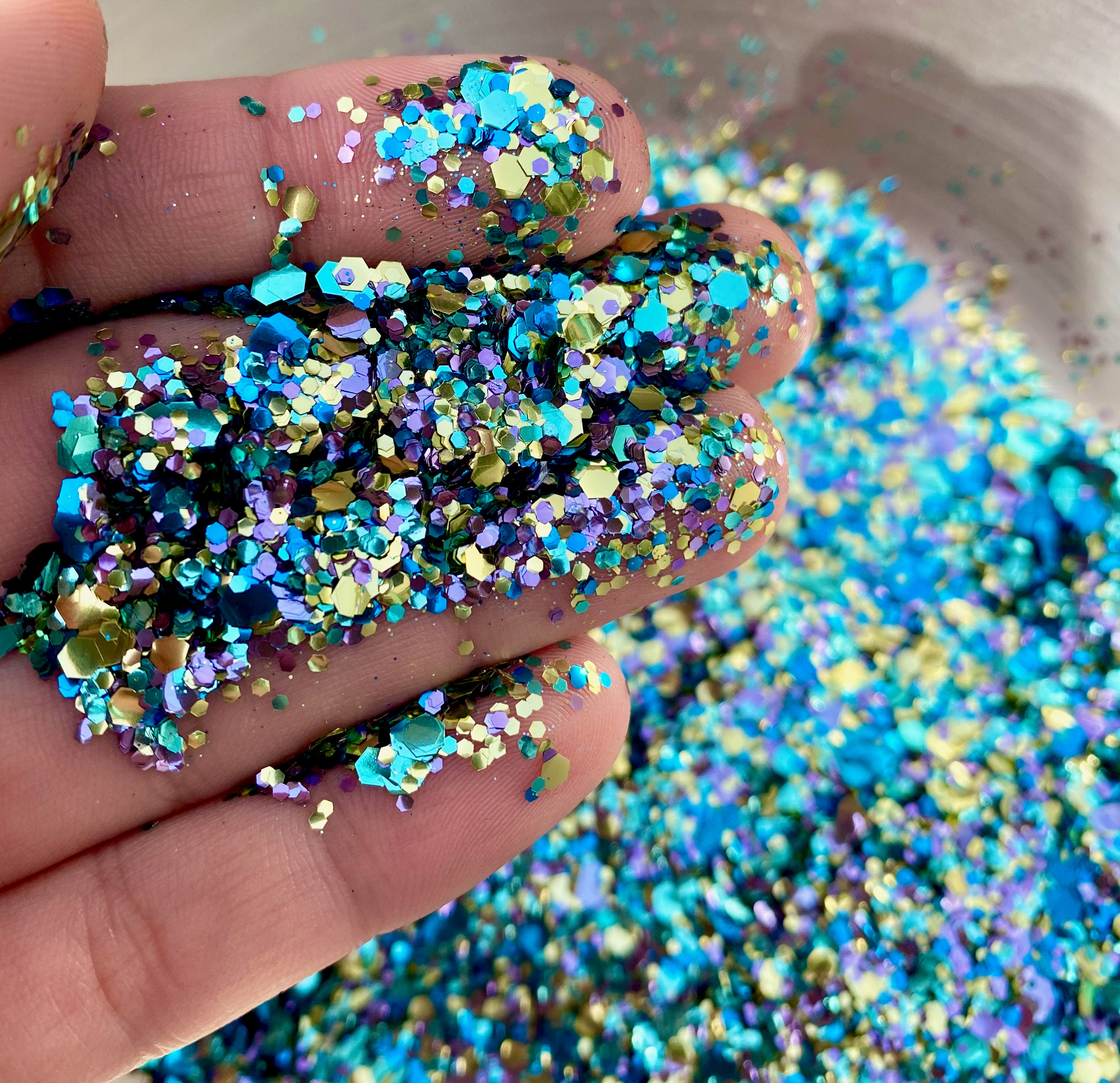50G Mix Chunky Glitter Deep Blue Hexagons Sequins Emerald Green Paillette  Nail Supplies For Professionals DIY French Charms Tips