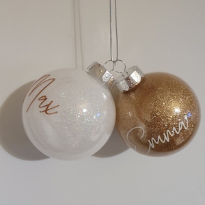 Christmas Baubles | Glitter |  Personalised | 80mm Shatterproof Plastic | Glitter | Ornament