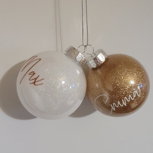 Christmas Bauble Baubles | Glitter |  Personalised | 80mm Shatterproof Plastic | Glitter | Ornament