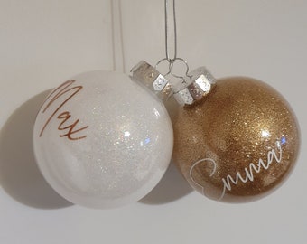Christmas Bauble Baubles | Glitter |  Personalised | 80mm Shatterproof Plastic | Glitter | Ornament