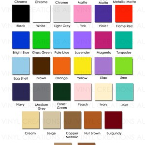 vinyl decal colour choices