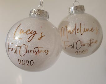 Christmas Baubles | Glitter |  Personalised | 80mm Shatterproof Plastic | Glitter  | Ornament