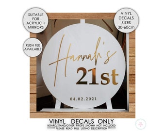 Panneaux de bienvenue en acrylique, miroirs, stickers en vinyle, mariage personnalisé, anniversaire, signes **autocollants UNIQUEMENT** frais de livraison urgents disponibles