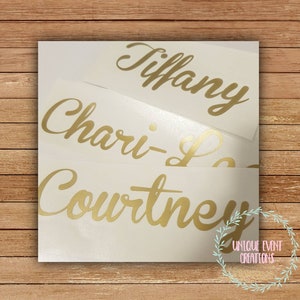 gold vinyl decal showing differentfonts